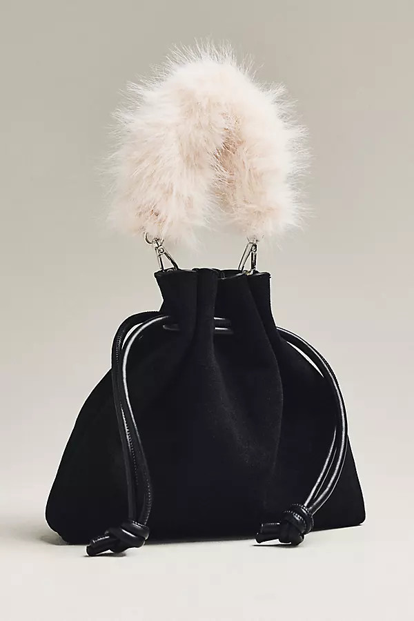 Cinched Suede Faux Fur Bucket Bag | Anthropologie (US)