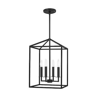 Sea Gull Lighting Perryton Small 12.25 in. 4-Light Smooth Midnight Matte Black Modern Transitiona... | The Home Depot