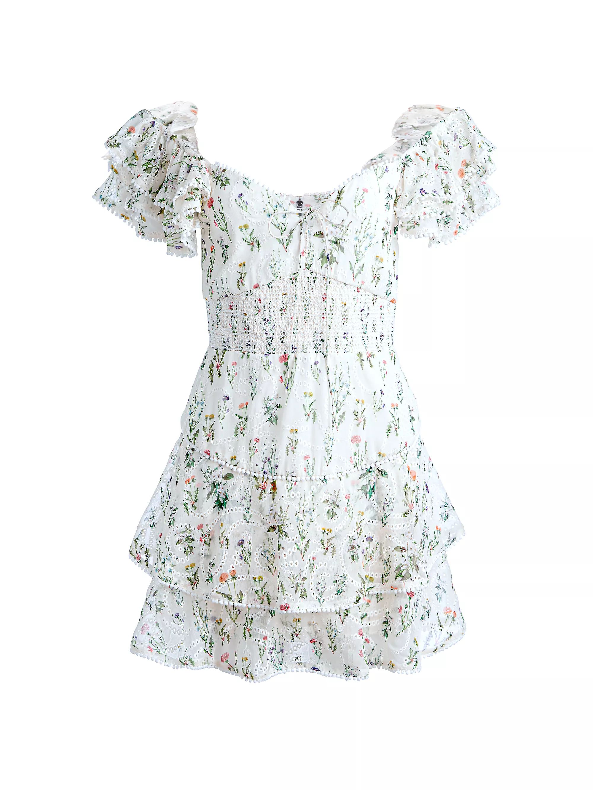 Shop Alice + Olivia Hartford Floral Eyelet Romper | Saks Fifth Avenue | Saks Fifth Avenue