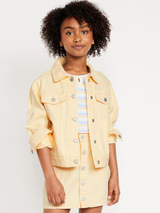 Oversized Pop-Color Jean Trucker Jacket for Girls | Old Navy (US)