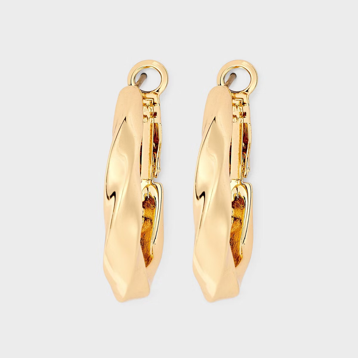 Twisted Hoop Earrings - Universal Thread™ Metallic Gold: Nickel-Free Clip-In Clasp, Lightweight... | Target