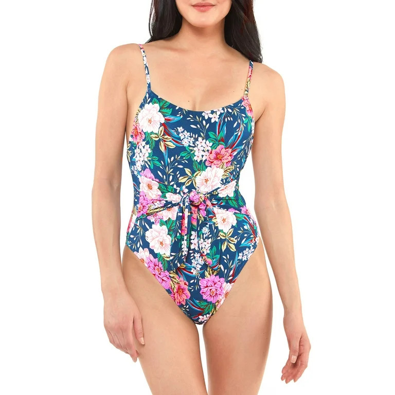 Jessica Simpson Women's Contemporary Gardenia Paradise Tie Waist Maillot One Piece Swimsuit | Walmart (US)