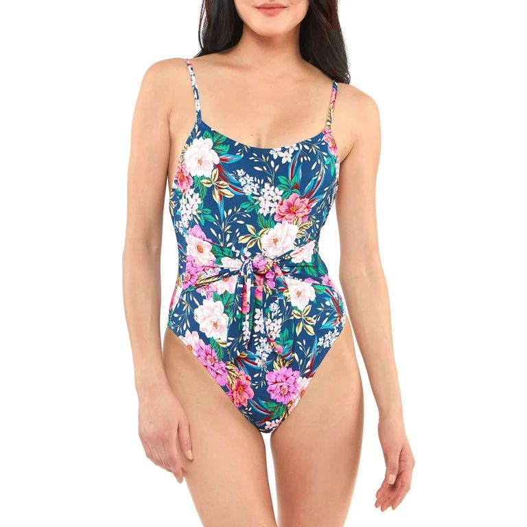 Jessica Simpson Women's Contemporary Gardenia Paradise Tie Waist Maillot One Piece Swimsuit | Walmart (US)