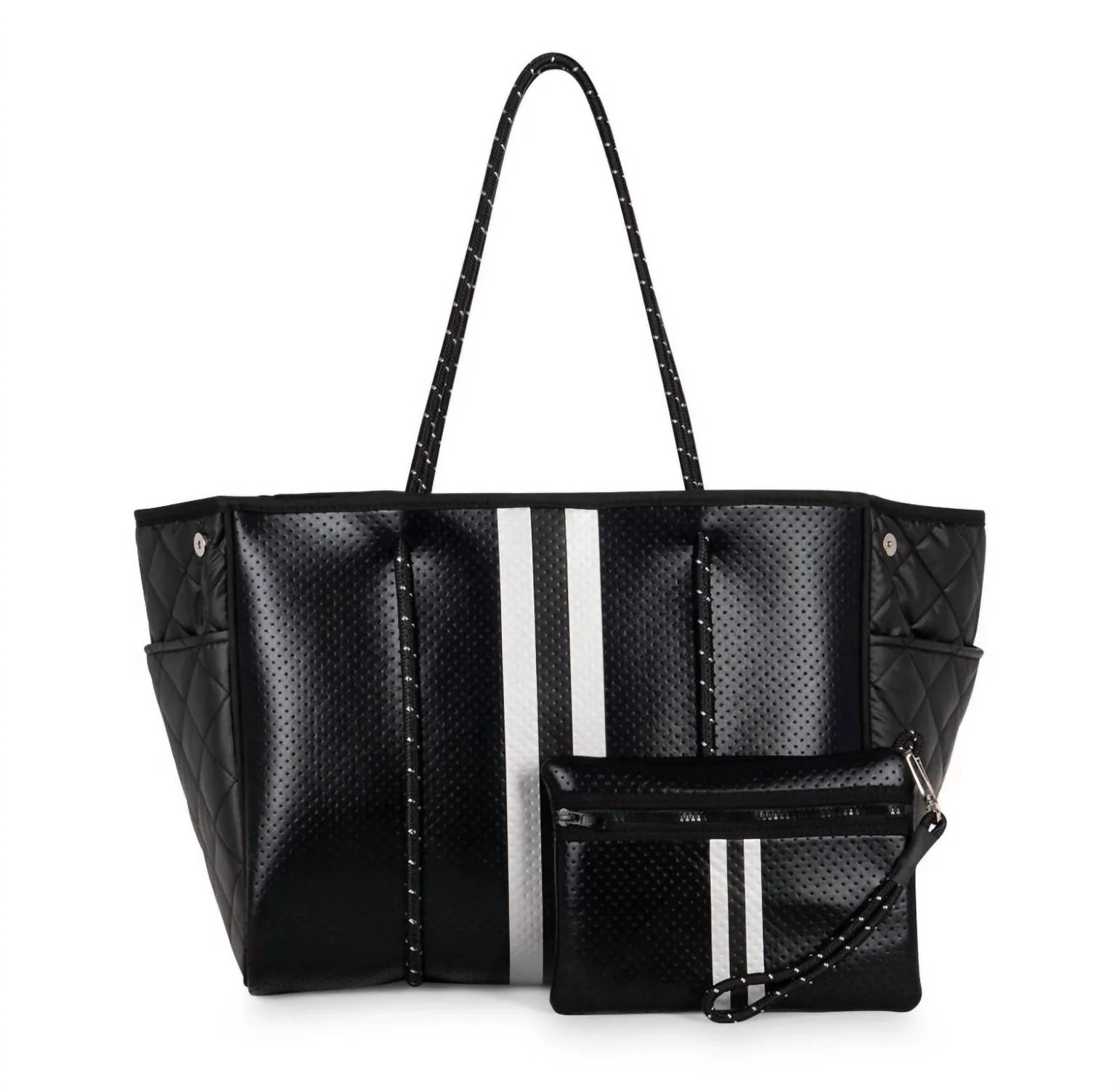 Greyson Carbon Neoprene Tote Bag In Black And Silver | Shop Simon