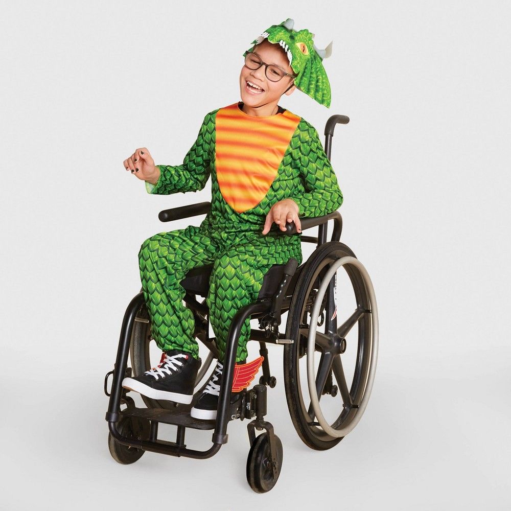 Halloween Kids' Adaptive Dragon Halloween Costume Jumpsuit with Headpiece M - Hyde & EEK! Boutique | Target
