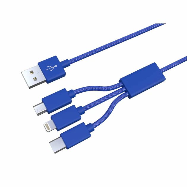 XXL 3-in-1 Blue Cable - 10 FT | Classy Chargers