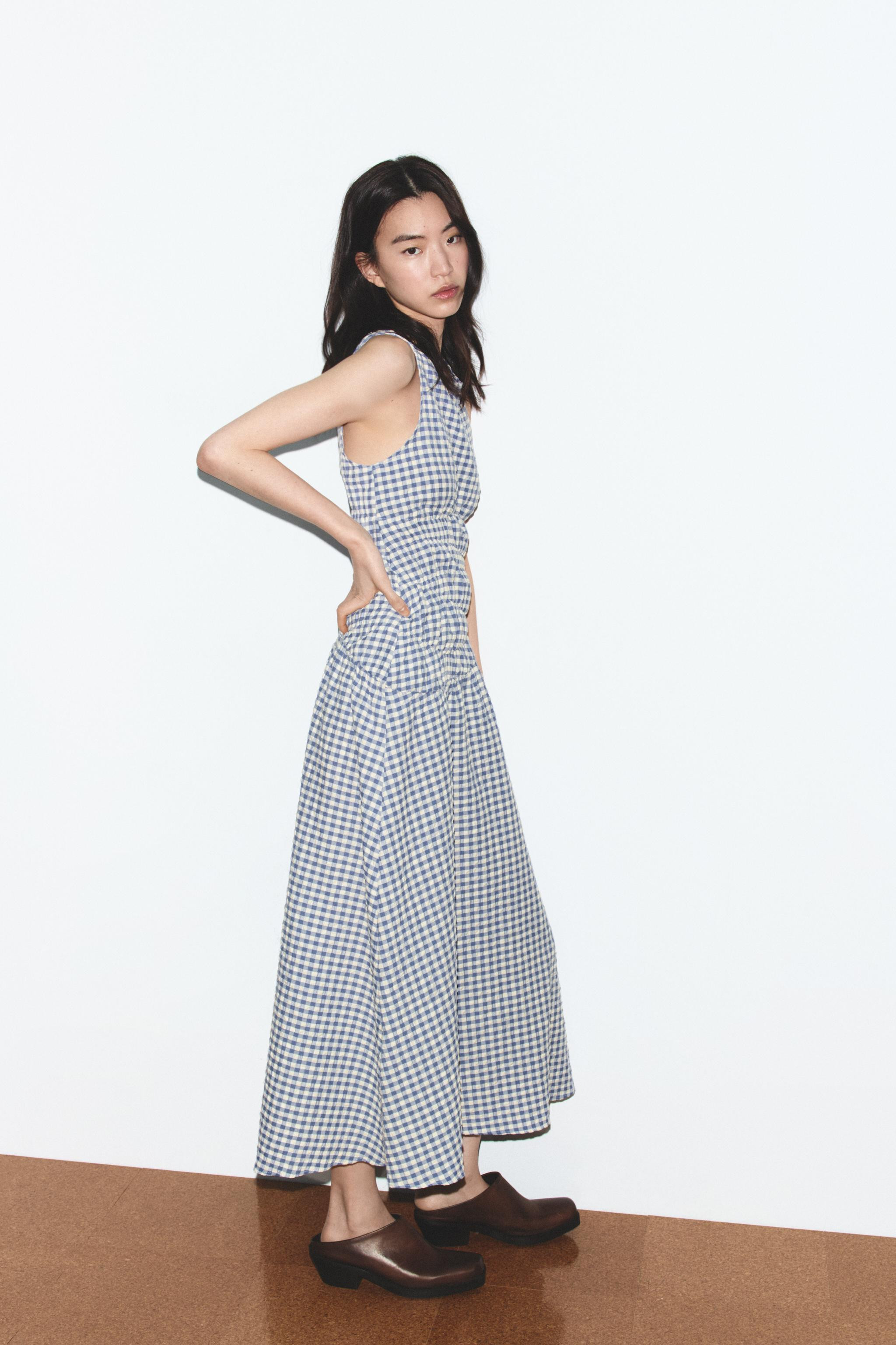 GINGHAM MIDI DRESS | Zara US