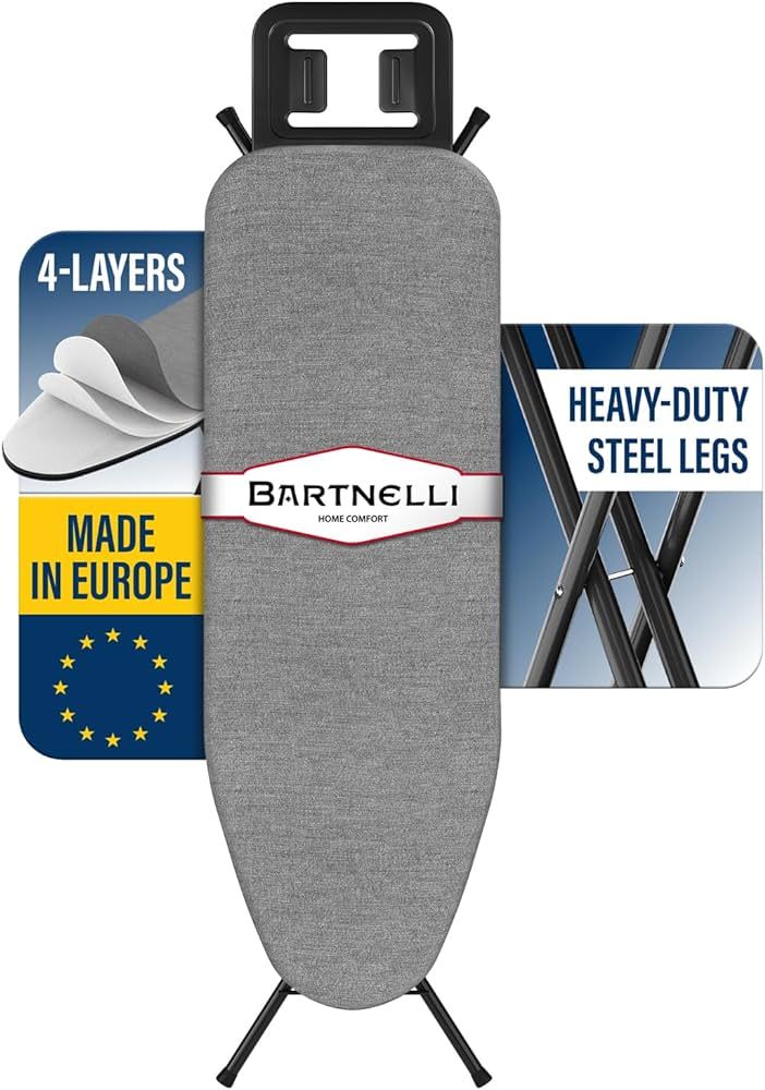 Bartnelli Ironing Board Made in Europe | Iron Board with 4 Layered Cover & Pad, Height Adjustable... | Amazon (US)