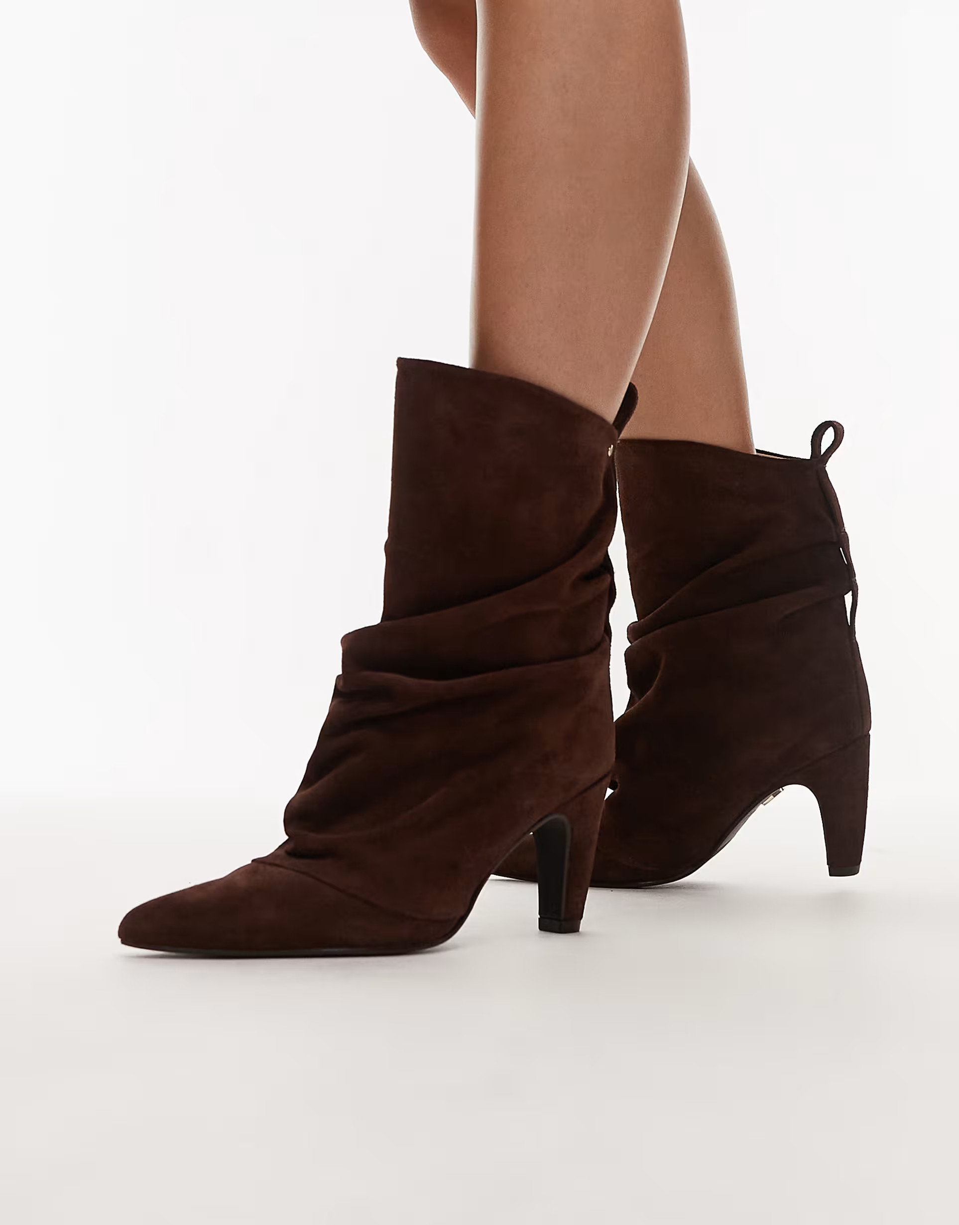 Bronx Low-Jadey slouchy heeled ankle boots in suede chocolate | ASOS | ASOS (Global)