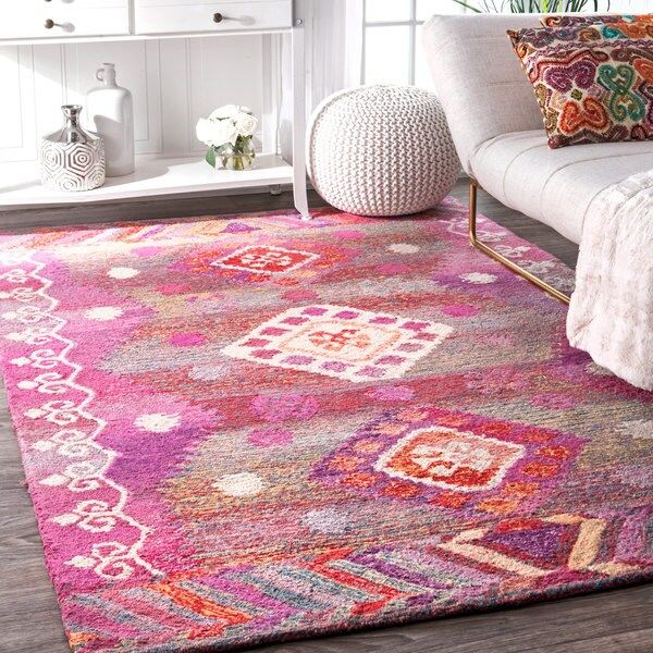 The Curated Nomad Noriega Tribal Handmade Pink Diamond Area Rug - 5' x 8' | Bed Bath & Beyond