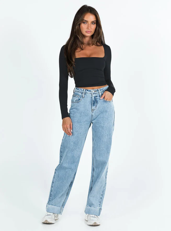 Back In Time Long Sleeve Top Black | Princess Polly US