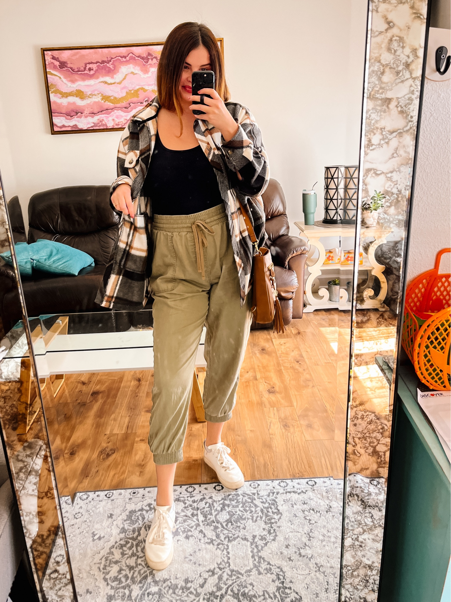 my fall uniform // fleece shacket, cargo drawstring high waisted ankle joggers, leather white sneakers and brown convertible crossbody backpack purse!  

#LTKfindsunder50 #LTKfindsunder100 #LTKstyletip