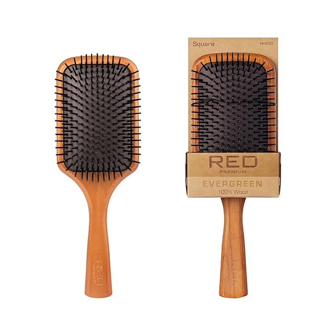 Red by Kiss Evergreen Wooden Square Paddle Hair Brush, 100% Beechwood, Long Bristles, Detangling,... | Amazon (US)