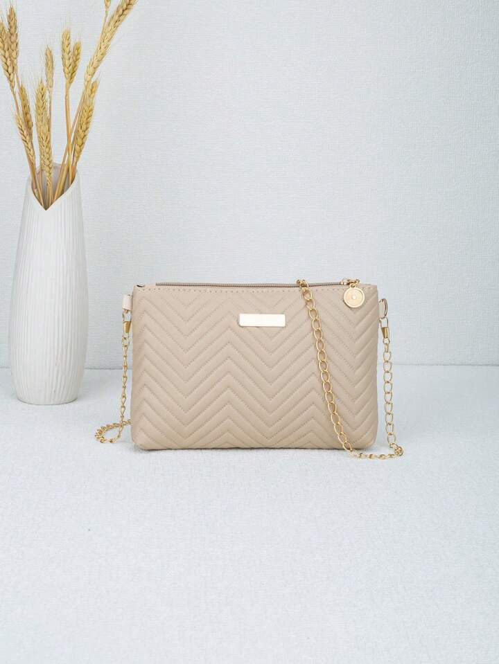 Ladies New Fashion Wave Embossed Chain Messenger Bag, Shoulder Bag, Clutch Bag, Envelope Bag, | SHEIN