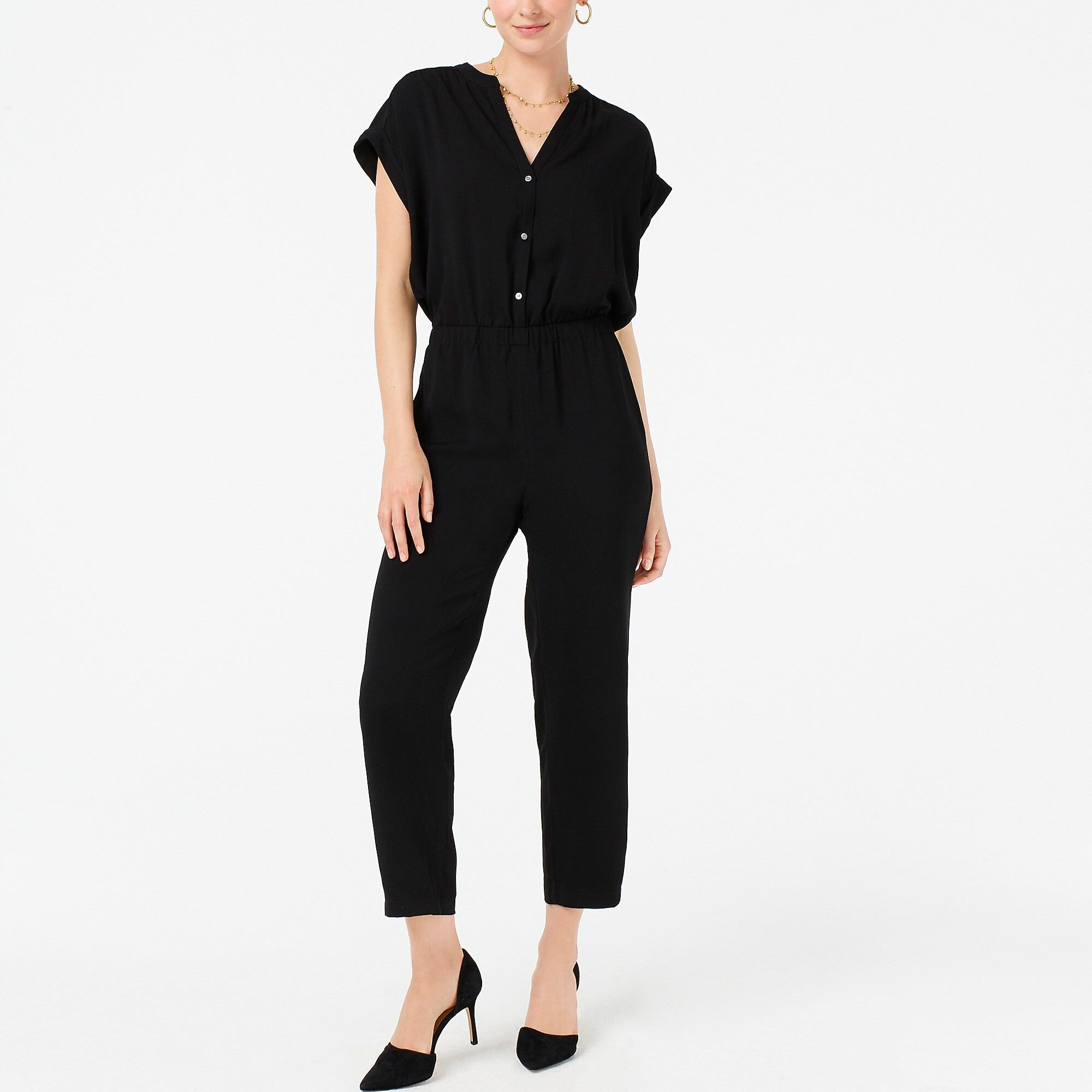 Cuffed camp-shirt jumpsuit | J.Crew Factory