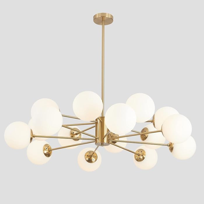 KCO Lighting Brushed Brass Chandelier Mid Century Modern Sputnik Chandelier Light Fixture Globe F... | Amazon (US)