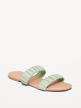Faux-Leather Ruched Sandals for Women | Old Navy (US)
