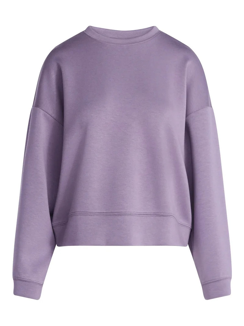 Scoop Women's and Women's Plus New Scubaknit Cropped Sweatshirt with Drop Sleeves, Sizes XS-4X | Walmart (US)