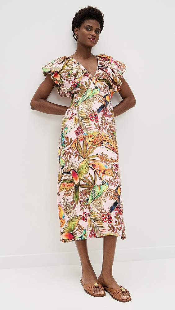 FARM Rio Into The Jungle Pink Sleeveless Midi Dress | Shopbop | Shopbop