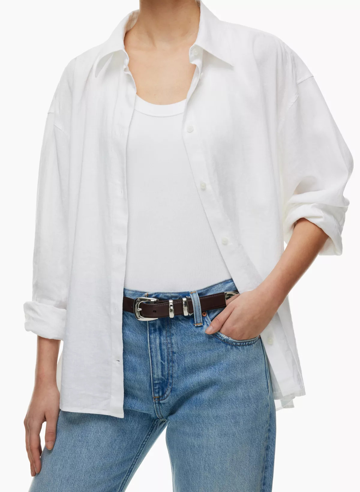 LEGENDARY SOLID BRASS LEATHER BELT | Aritzia
