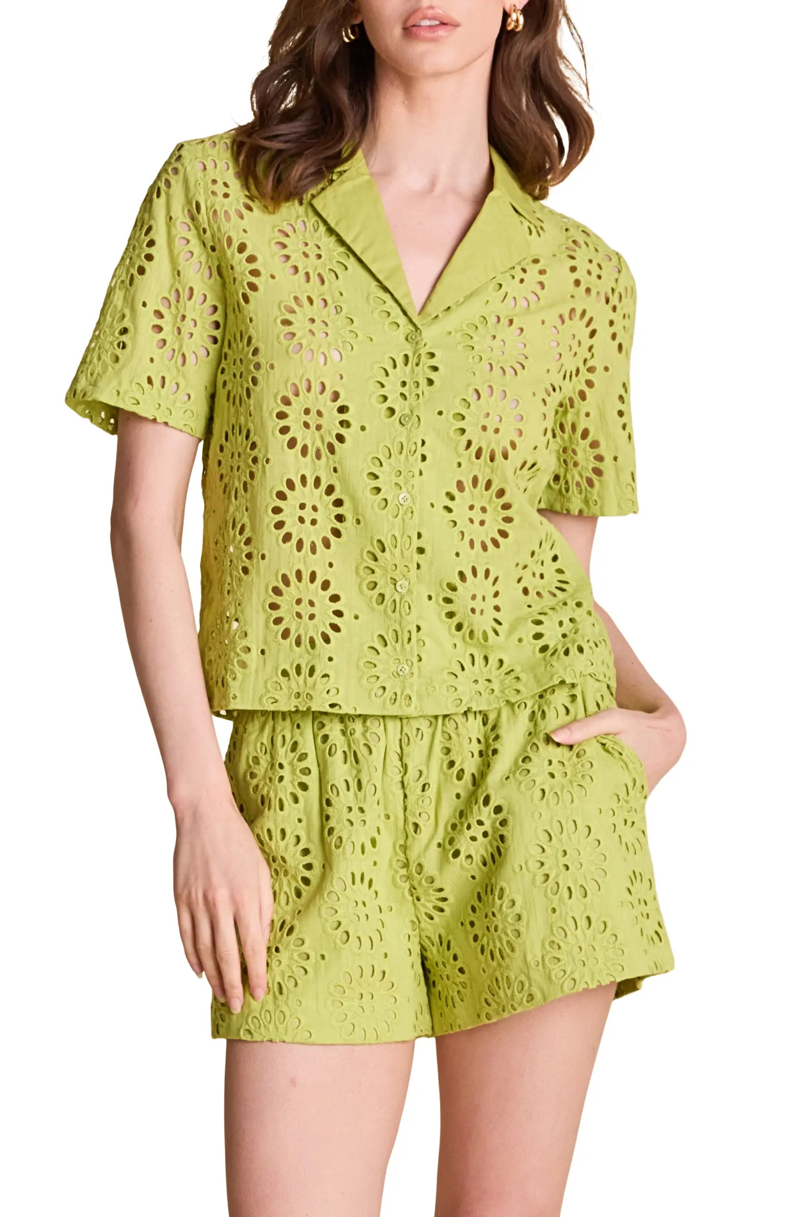 Eyelet Embroidery Camp Shirt | Nordstrom