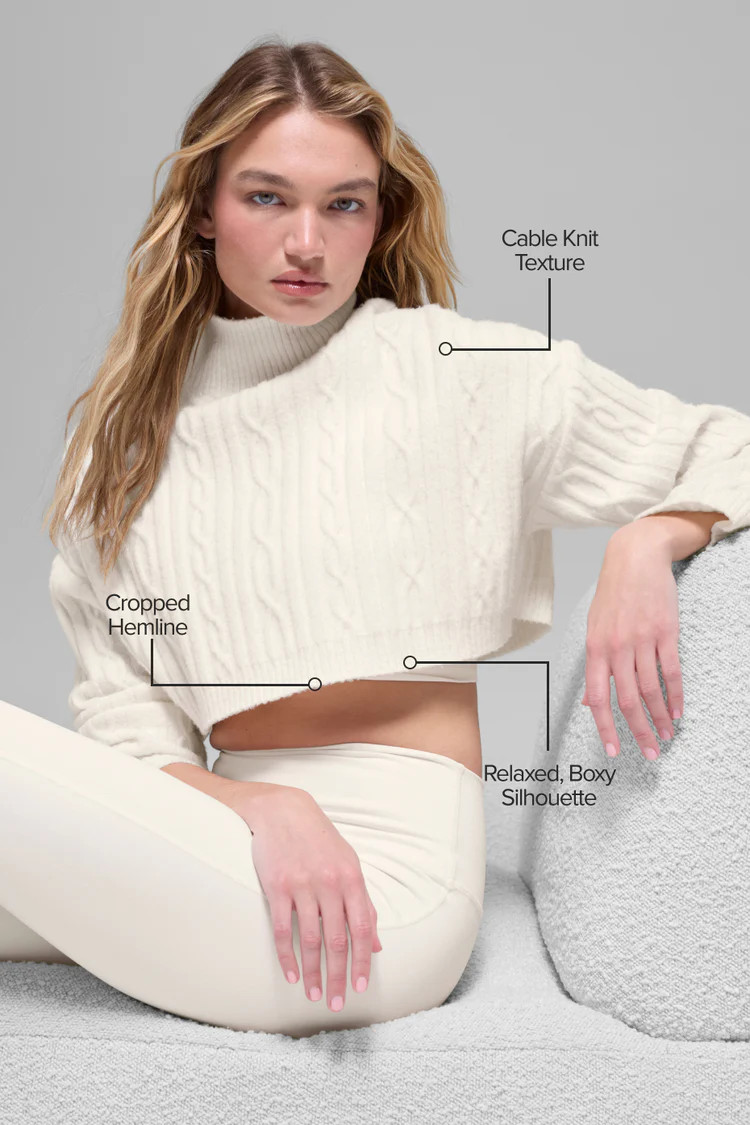 Cable Knit Cropped Winter Bliss Turtleneck Long Sleeve | Alo Yoga (US)