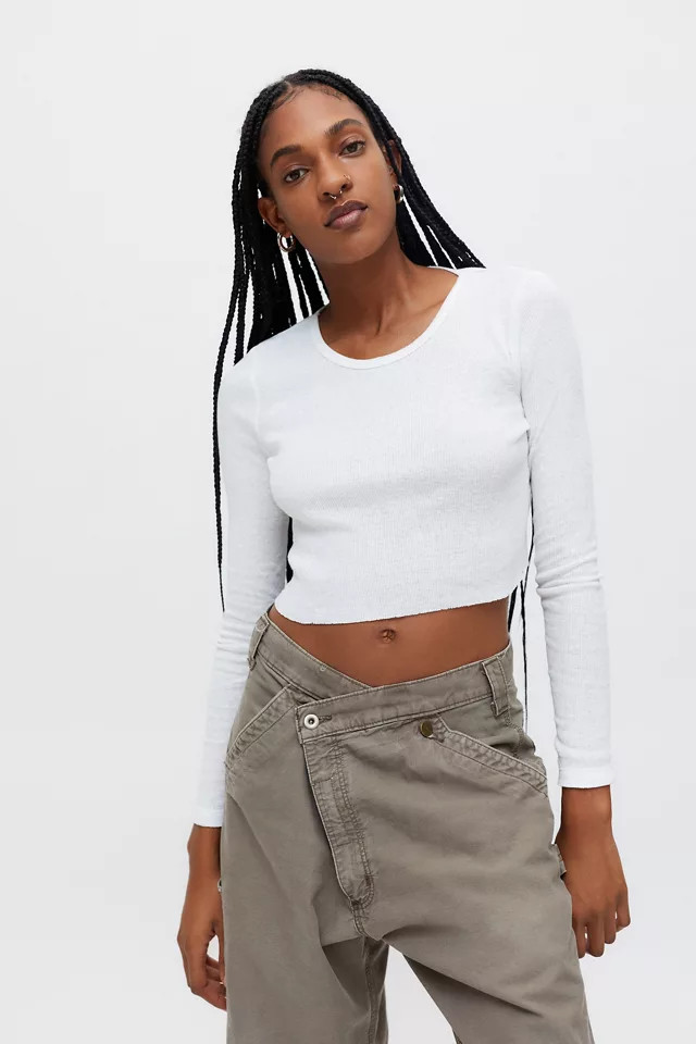 BDG Girlfriend Long Sleeve Cropped Top | Urban Outfitters (US and RoW)