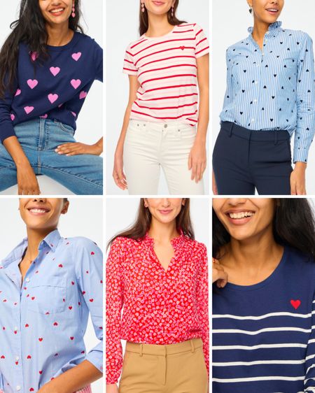Preppy style, classic style, J.Crew, J.Crew, factory, striped shirt, heart print shirt, heart blouse, heart sweater, heart button up, heart tea, heart T-shirt, heart jewelry, Valentine’s Day, outfit, winter outfit, Valentine’s Day, shirt, Valentine’s Day, sweater, Valentine’s Day, top Valentine’s Day, style, classic puppy, style, heart blouse, blue heart top, pink and red, sleepy, blue and white

#LTKSeasonal #LTKfindsunder50 #LTKsalealert