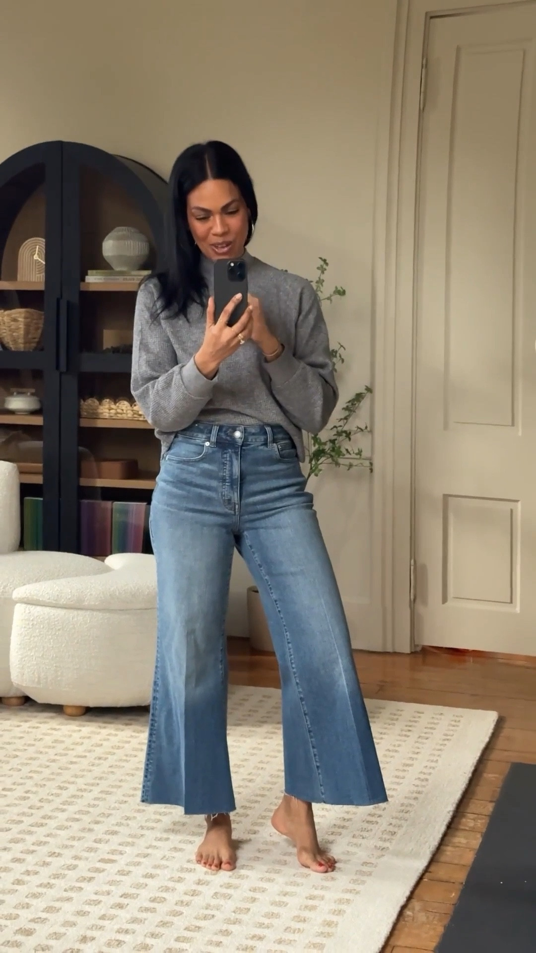 Someone asked me to share this as a reel so here you go! These madewell cropped wide leg jeans are so good! SIZING: if you don’t have a booty get the regular and go true to size.  If you have a booty and struggle with waist gap, size down and get the “curvy”.  I’m 5’4” I got the curvy and sized down :) IGNORE THE WEBSITE PHOTOS the length on both curvy and regular are the same: 27” crops.



#LTKMidsize #LTKSeasonal #LTKootd
