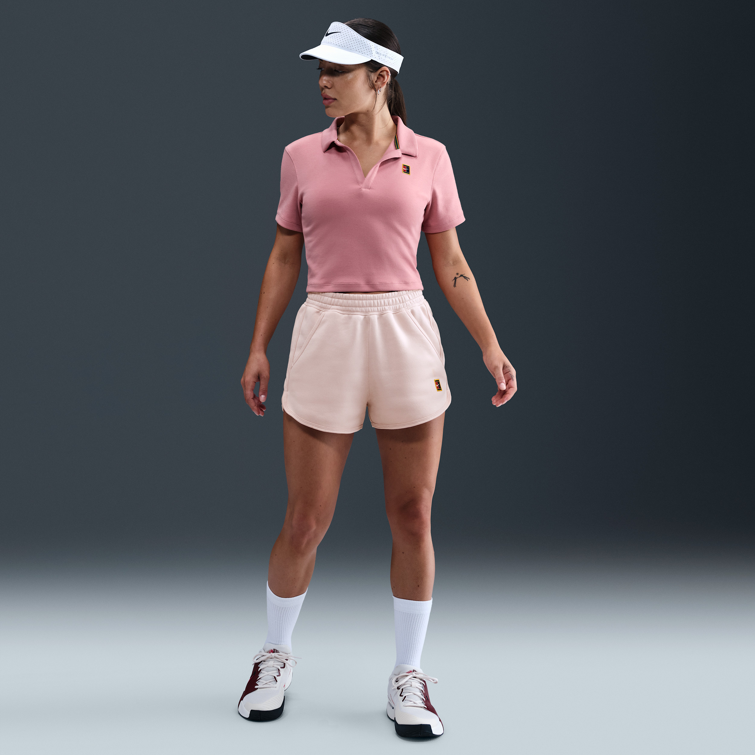 Nike Women's Court Heritage Mid-Rise Fleece Tennis Shorts in Pink | HJ8990-667 | Nike (US)