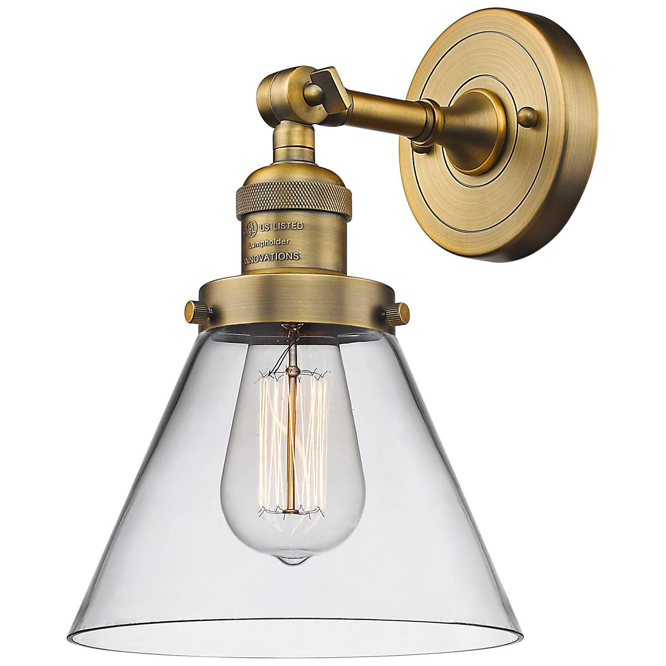 Large Cone 10" High Brushed Brass Adjustable Wall Sconce | Lamps Plus