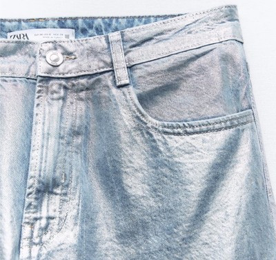 Zara Silver Metallic ZW BOYFRIEND MID-RISE JEANS Size 10  | eBay | eBay US