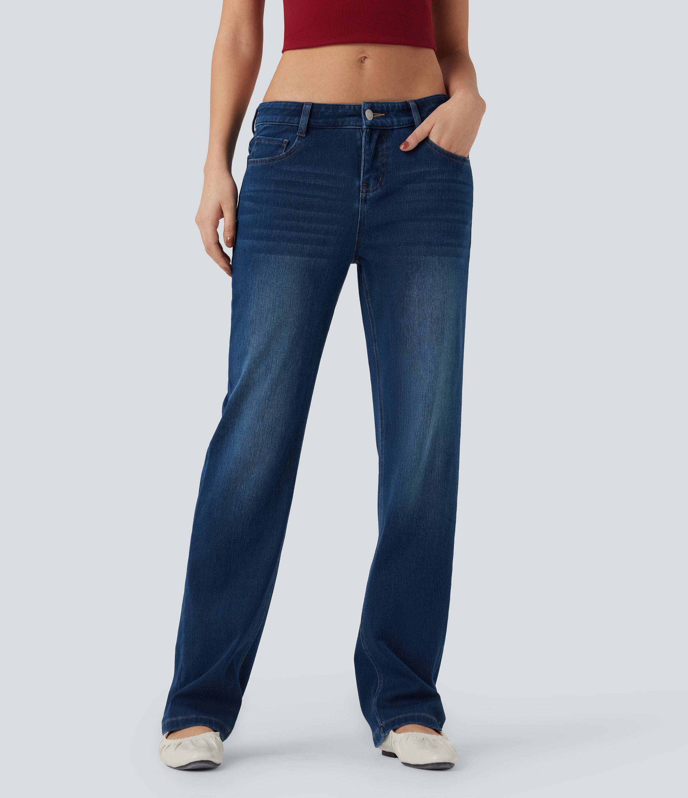 Halara Halara Flex™ Low Rise Slim Casual Jeans with Pockets - Pageant Blue Denim - XS(regular) | HALARA