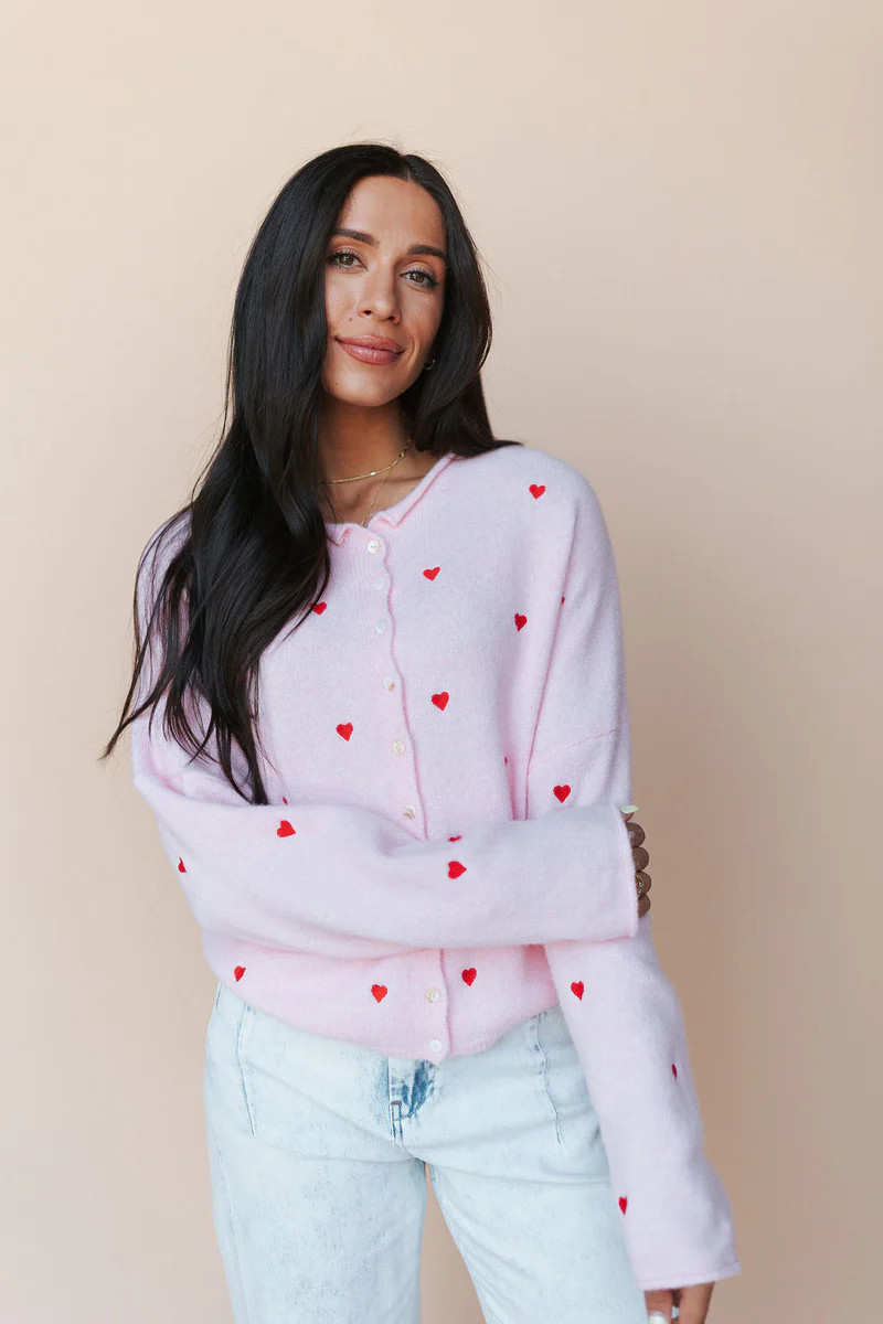 Piper Embroidered Cardigan in Pink | Henly