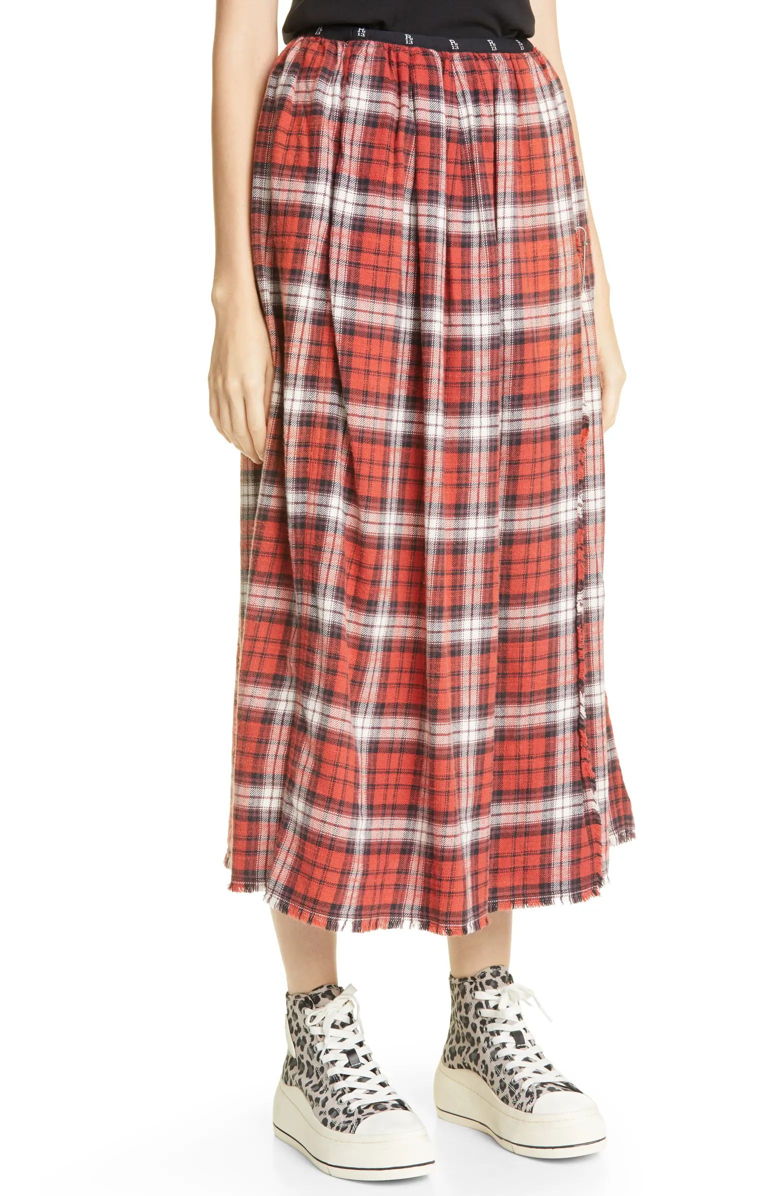 Plaid Cotton Flannel Maxi Skirt | Nordstrom