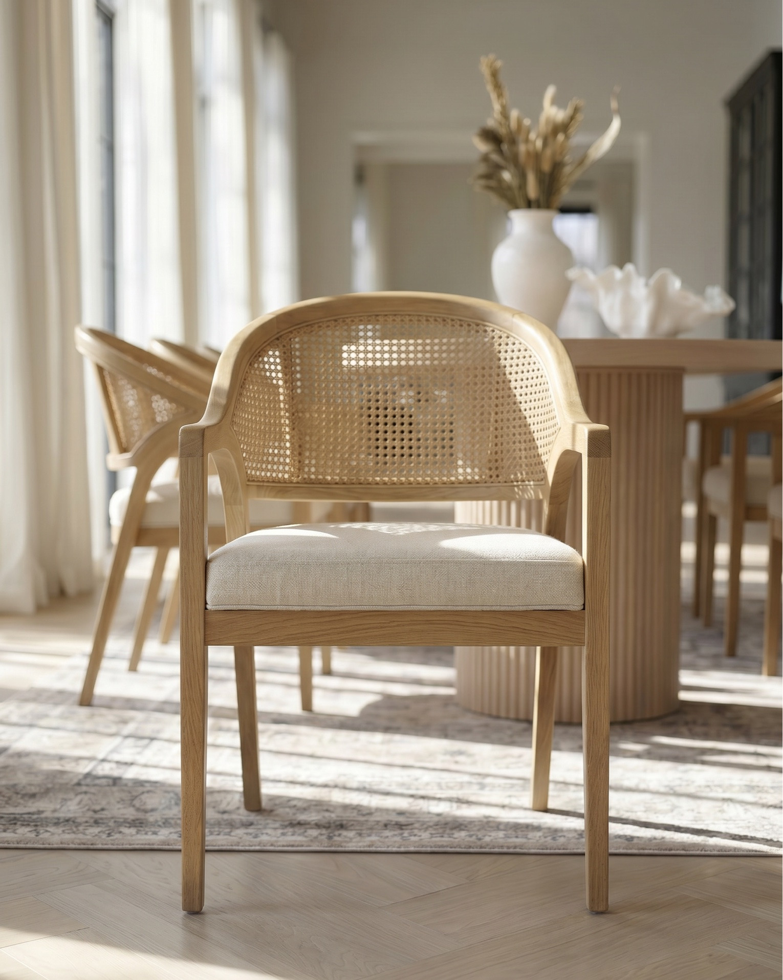 * Light wood dining table
* Oval wood dining table
* Fluted pedestal dining table
* Natural oak dining table
* Scandinavian dining table
* Modern organic dining table
* Cane back dining chairs
* Woven rattan dining chairs
* Light wood dining chairs upholstered seat
* Minimalist dining chairs set of 6
* Wooden sideboard cabinet
* Light oak buffet cabinet
* Modern farmhouse sideboard
* Glass door display cabinet / black cabinet
* Linear globe chandelier
* Modern black chandelier dining room
* Glass globe pendant light
* Minimalist linear suspension light
* Contemporary dining room lighting fixture
* Brass and black light fixture
* Long rectangular chandelier
* White ceramic vase large
* Neutral vase decor
* Dried pampas grass arrangement
* Dried floral stems decor
* Organic modern centerpiece
* Sculptural white bowl decor
* Decorative coffee table bowl
* Minimalist table decor styling
* Neutral home accessories
* Modern ceramic decor objects
* Vintage neutral area rug
* Beige traditional rug
* Distressed Persian style rug
* Large dining room rug neutral
* Earth tone patterned rug
* Washable vintage rug
* Sheer white curtains floor to ceiling
* Linen curtain panels neutral
* Light filtering curtains modern
* Black window frames modern farmhouse
* Extra long curtain drapes

#LTKsale #LTKhome