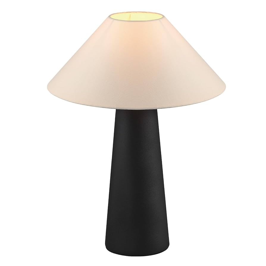 Novogratz x Globe 18" Ceramic Table Lamp, Matte Black, Off-White Tapered Fabric Shade, in-Line Ro... | Amazon (US)