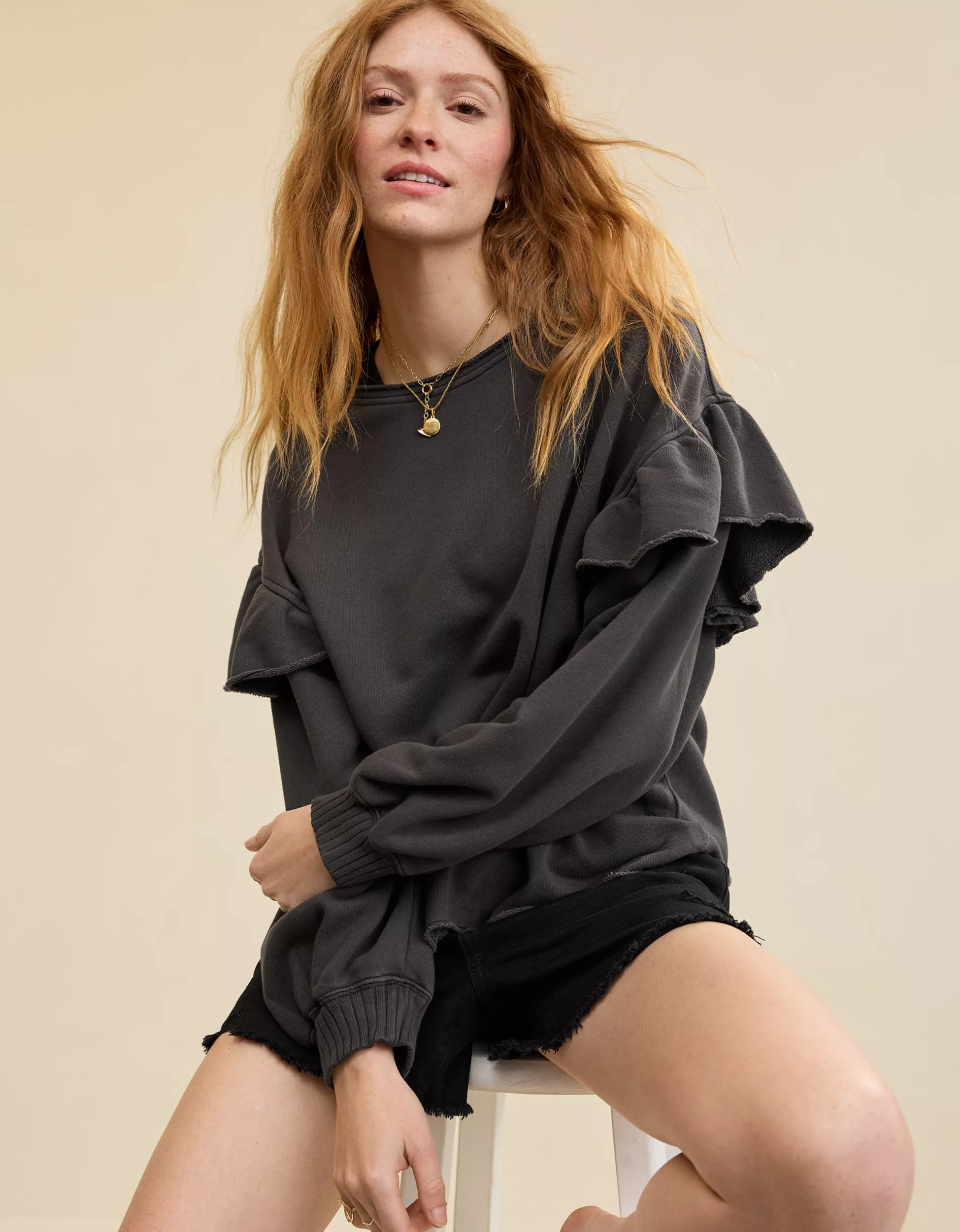 Aerie Ruffle Sleeve Sweatshirt | Aerie
