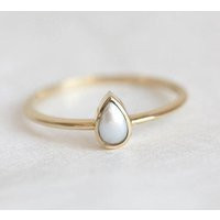 Pear Pearl Engagement Ring 14K Gold Solitaire, Sterling Silver | Etsy (US)