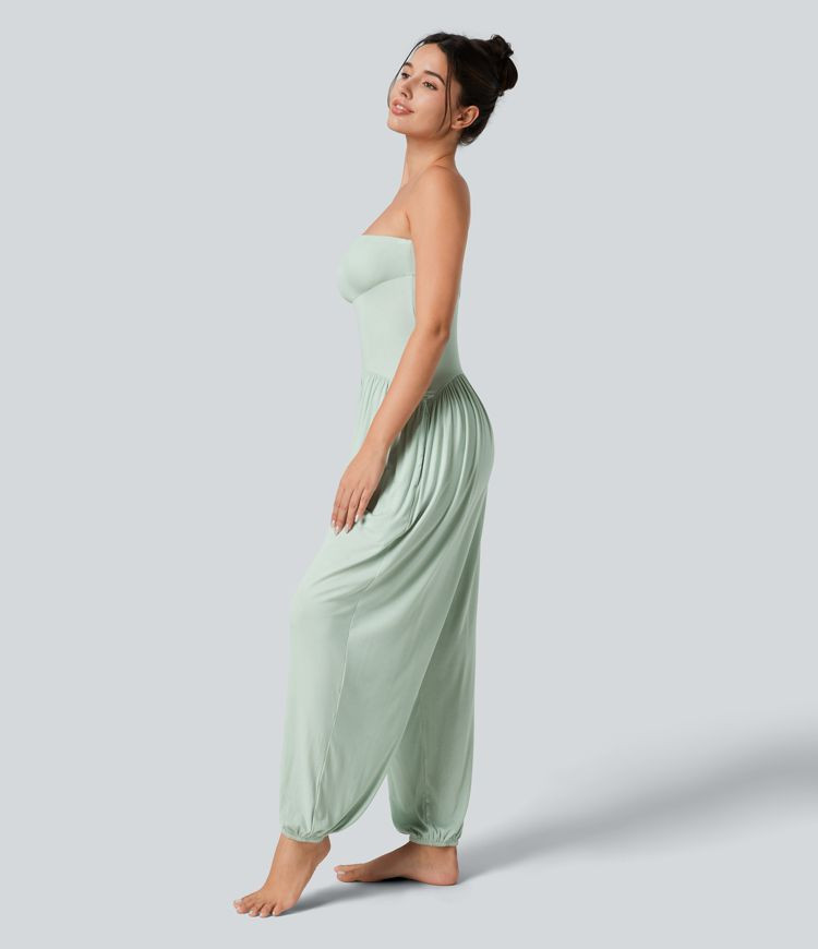 Women’s Ribbed Tube Backless Side Pocket Casual Jumpsuit - Halara | HALARA