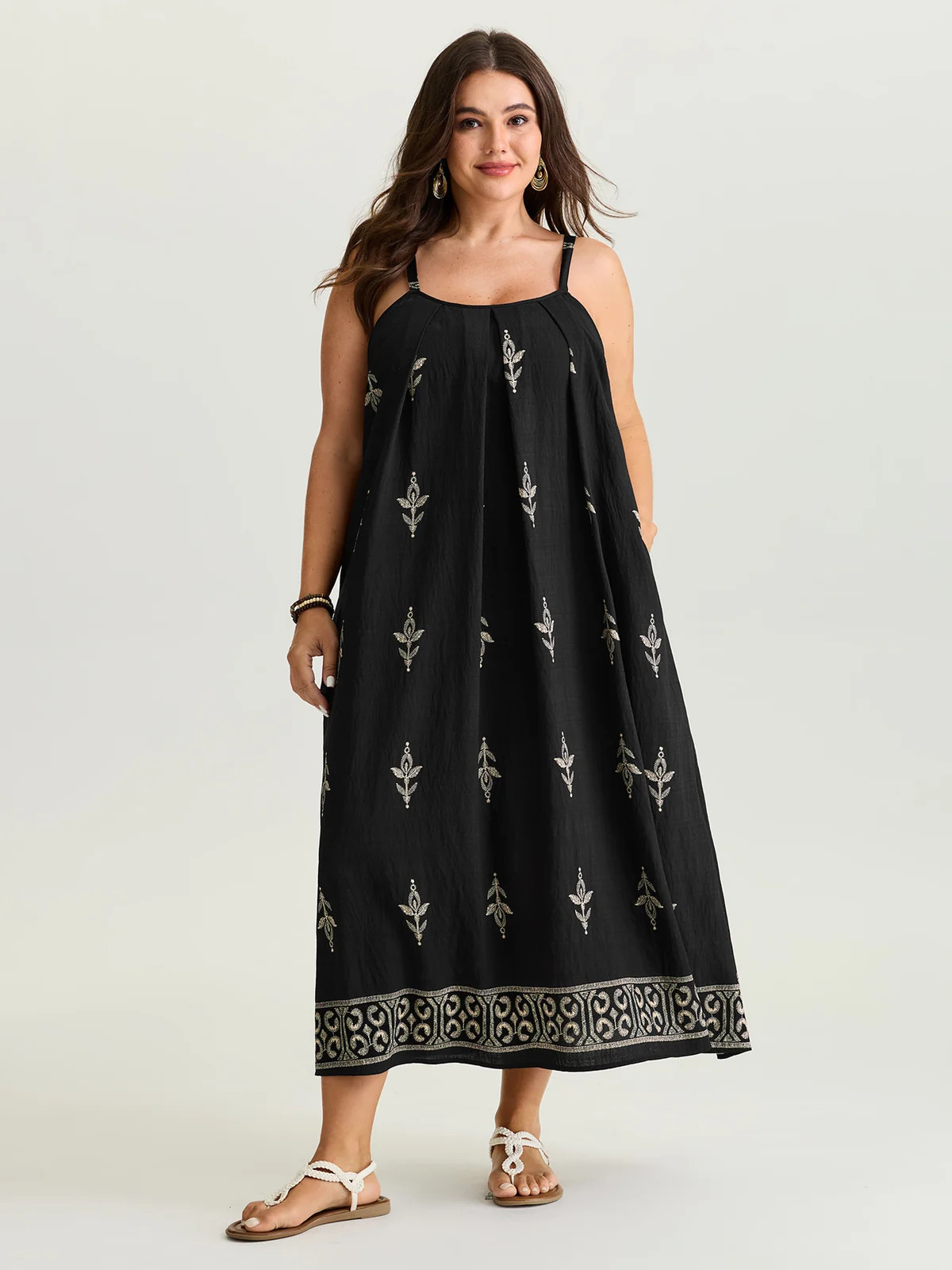 Geometric Print Color Contrast Maxi Dress | Bloomchic