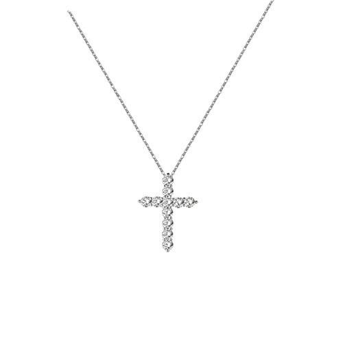 BLBLJERY Silver Cross Necklaces for Women Simulated Diamond Cross Pendant Dainty Cross Necklace Cubic Zirconia Cross Necklace 3mm | Amazon (US)