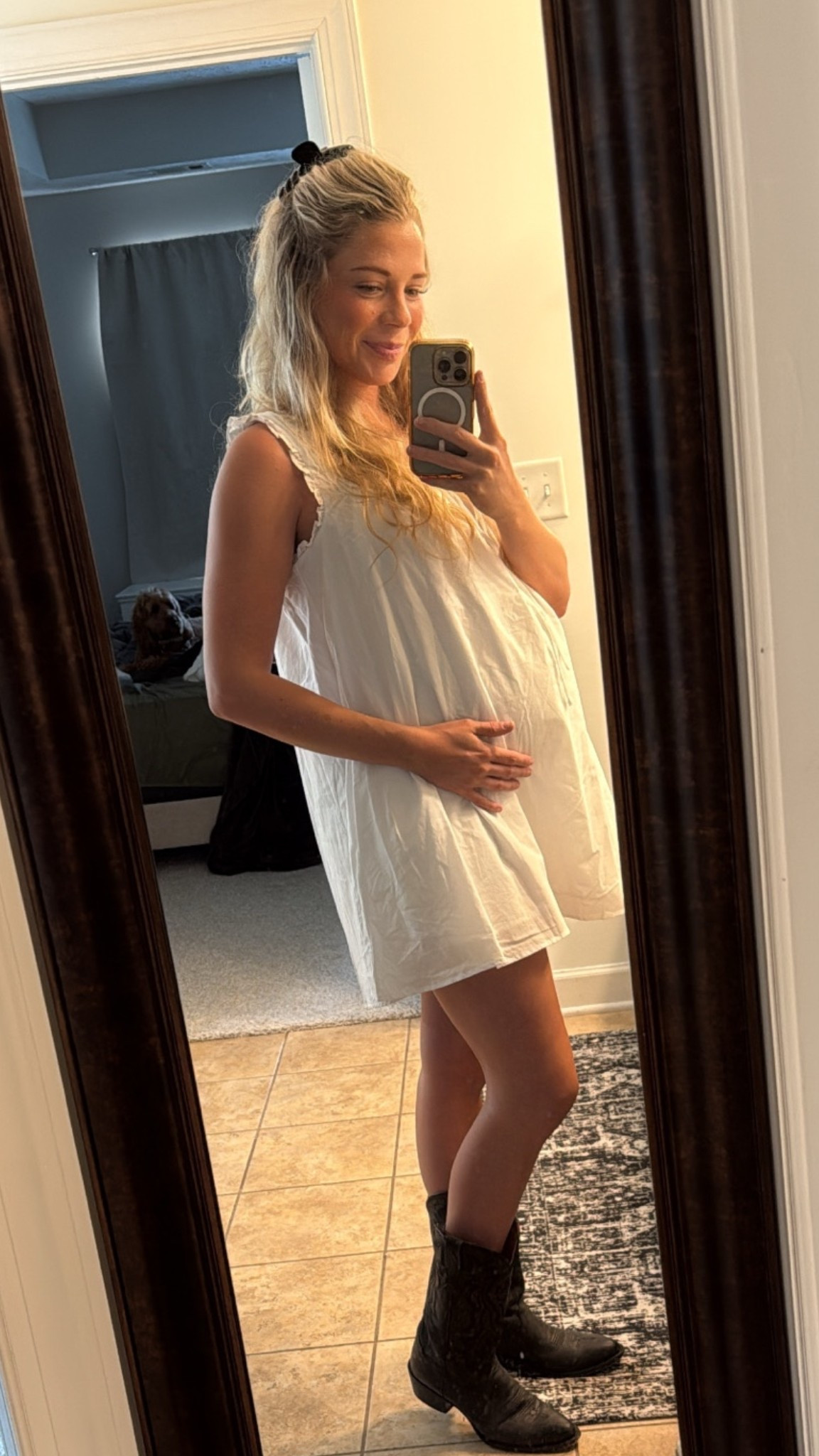 9 months preg rodeo outfit! Love a western moment. This dress is amazing for bump or no bump! Runs big, size down!

#LTKootd #LTKBump #LTKmomlife