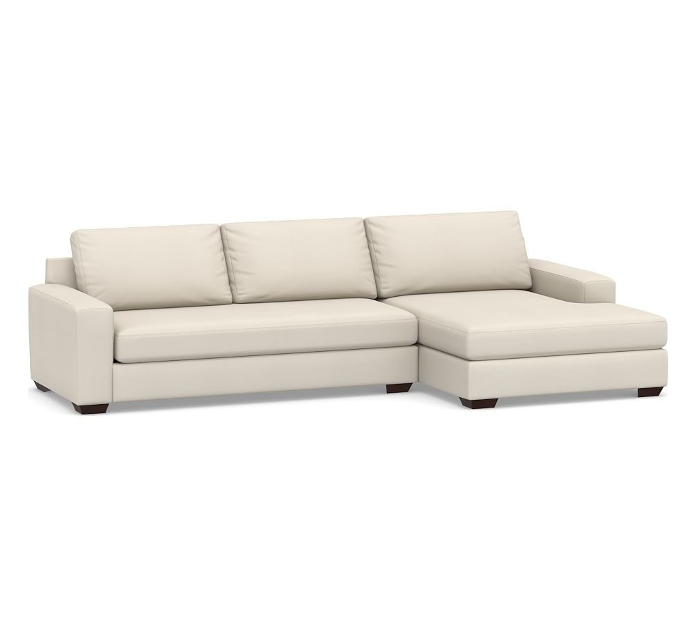 Big Sur Square Arm Upholstered Left Arm Sofa with Double Chaise Sectional with Bench Cushion, Down B | Pottery Barn (US)