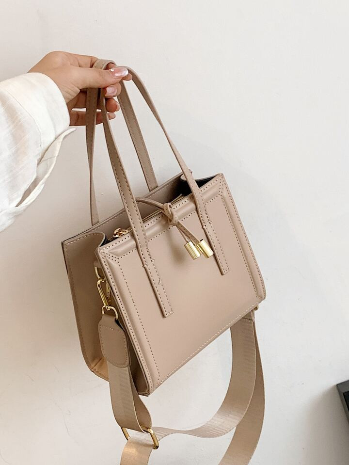 Borsa A Tracolla Quadrata Con Decorazioni Con Fiocco Alla Moda Borsa A Mano In Tinta Unita Borsa ... | SHEIN