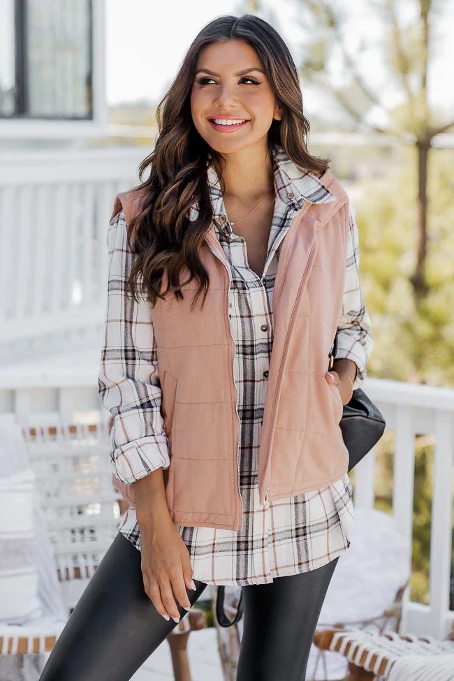 Cozy Zone Apricot Quilted Vest | Pink Lily