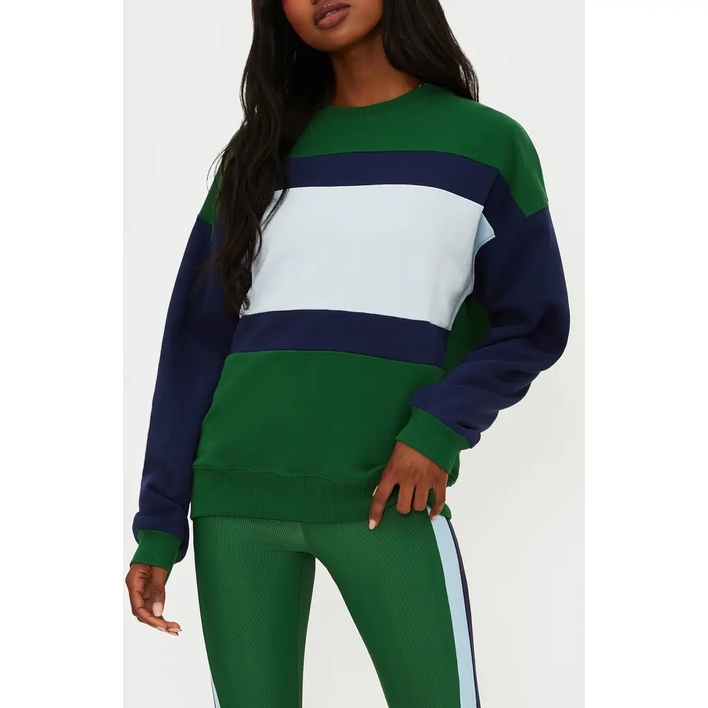 Beach Riot Devyn Oversize Sweatshirt in Ivy Colorblock at Nordstrom, Size Large | Nordstrom