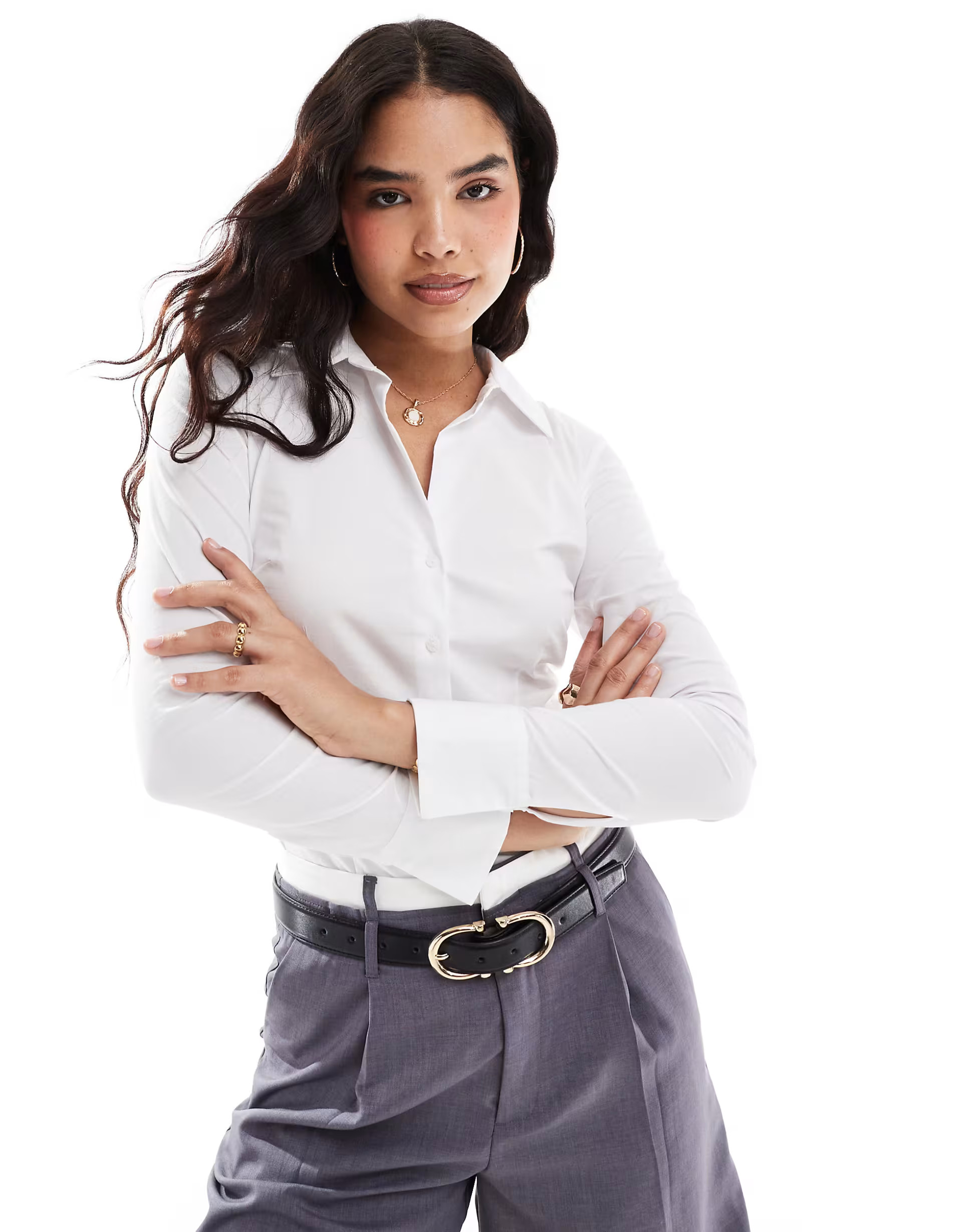 Stradivarius fitted poplin shirt in white | ASOS (Global)