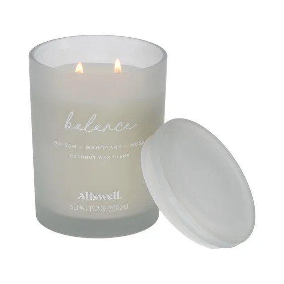 Allswell Balance (Balsam + Mahogany + Musk) Scented 2-Wick Spa Jar Candle, 15.2 oz | Walmart (US)