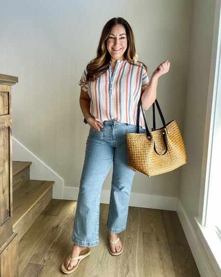 Spring Casual outfit with jeans from @Nordstrom 

Fit tips: wearing top in a large and jeans in a 31 size up if in-between

#NordstromPartner 

#LTKSeasonal #LTKOver40 #LTKMidsize